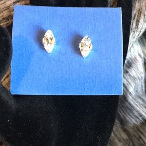 Silver tone CZ Marquise earrings E22